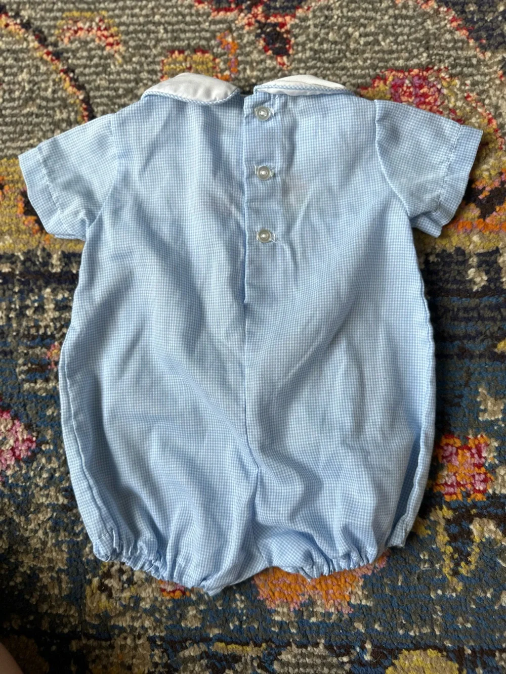 Vintage romper newborn train embroidery